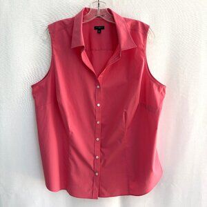 TALBOTS Wrinkle Resistant Cotton Blend Sleeveless Tailored Shirt